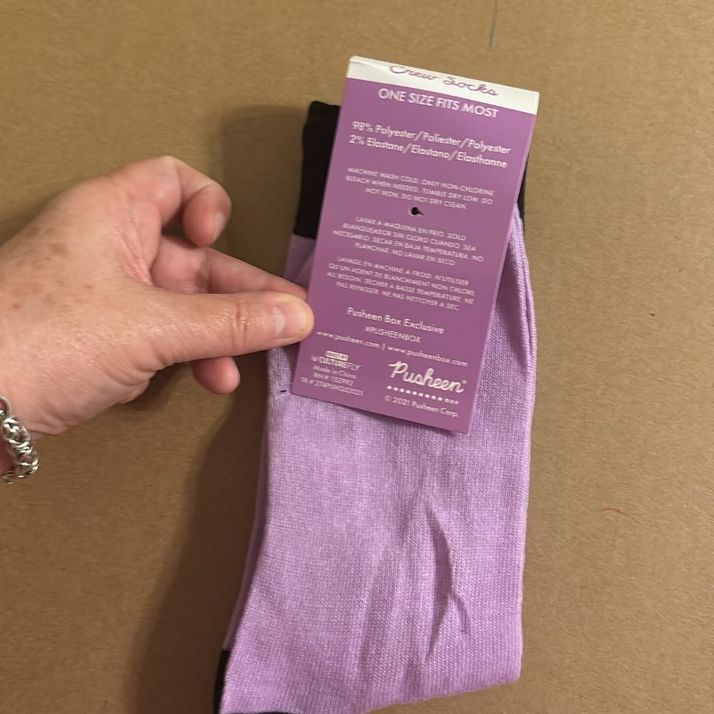 Pusheen Purple Cat Crew Socks - Picture 3 of 5